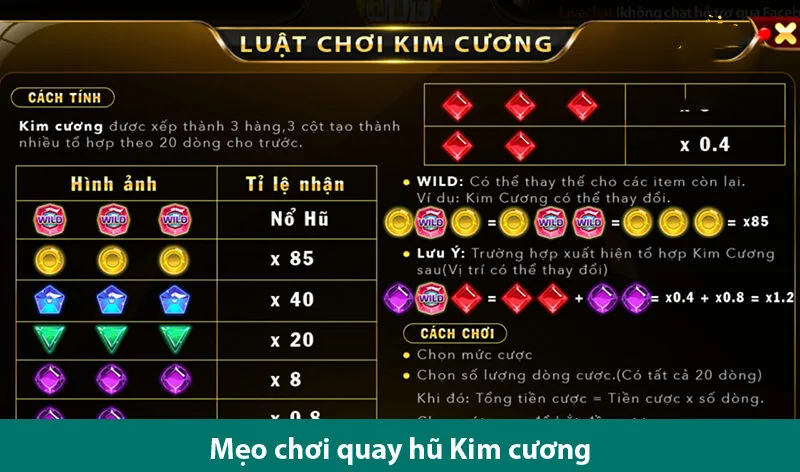 Mẹo chơi quay hũ Kim cương thắng lớn cùng cao thủ nổ hũ