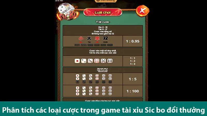 Tài xỉu Sic bo đổi thưởng: Tìm hiểu các cửa cược và kinh nghiệm chơi hiệu quả